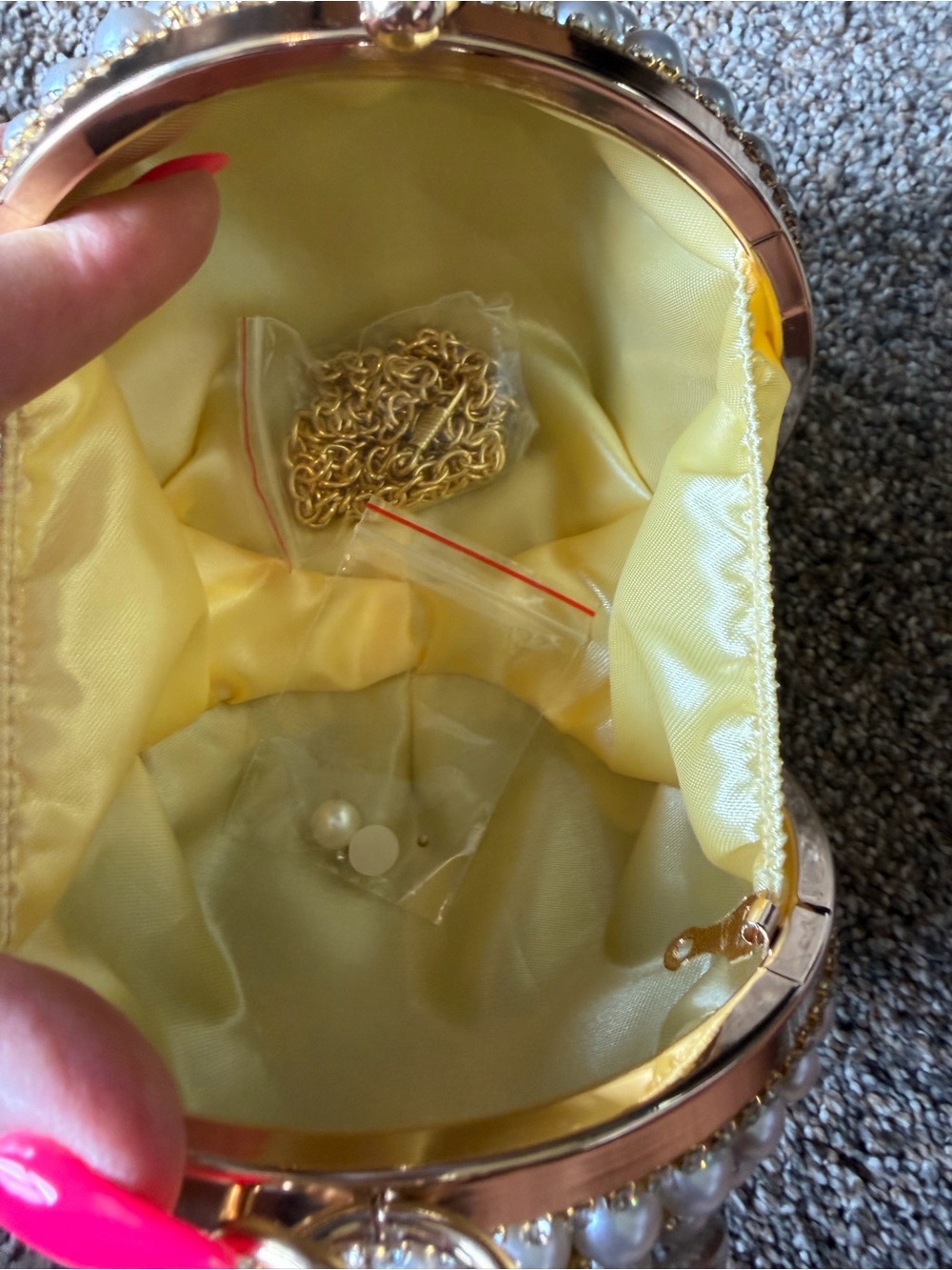 Pearl and Rhinestone Encrusted Gold Orb Evening Bag - Picture 6 of 13